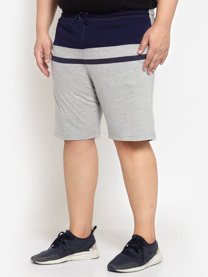 Plus Size Men Grey Colourblocked Mid-Rise Regular Shorts