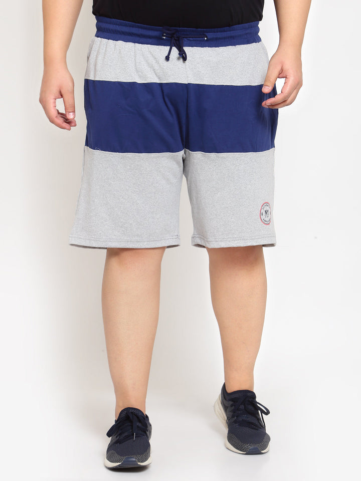 Plus Size Men Grey Colourblocked Regular Fit Regular Shorts