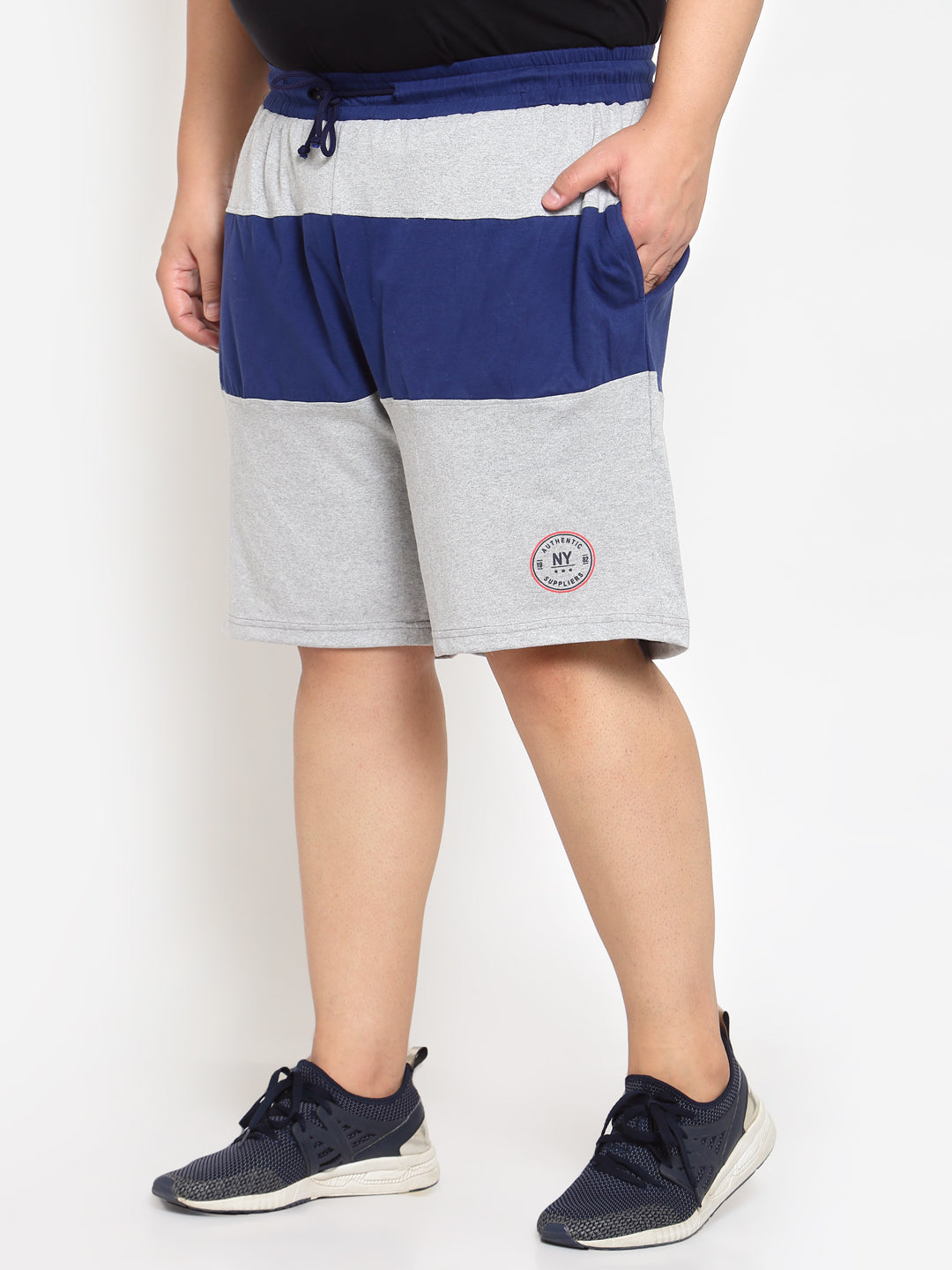 Plus Size Men Grey Colourblocked Regular Fit Regular Shorts