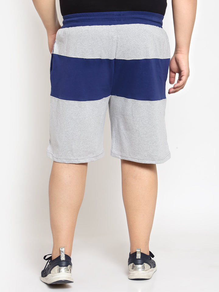 Plus Size Men Grey Colourblocked Regular Fit Regular Shorts