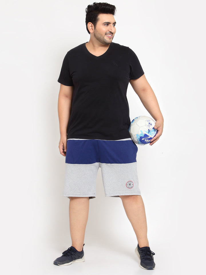Plus Size Men Grey Colourblocked Regular Fit Regular Shorts