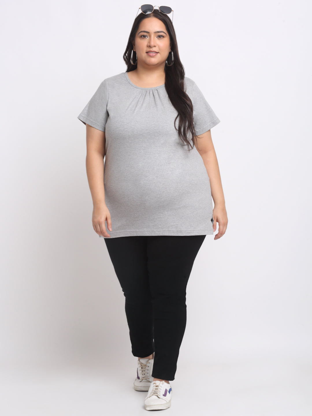 Plus Size  Cotton Longline T-shirt