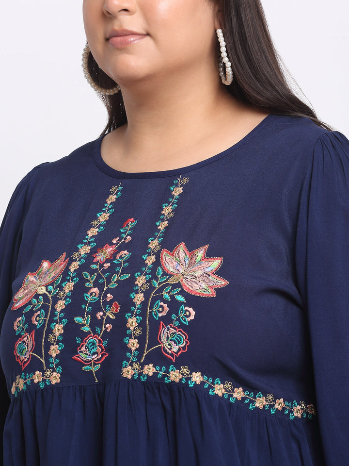 Plus Size  Floral Embroidered Top