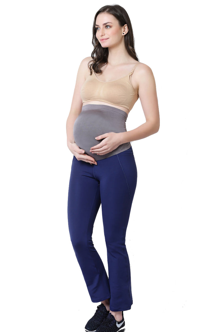 Bamboo Fiber Seamless Side Maternity Belly Band-ISMB001-Steel Grey-