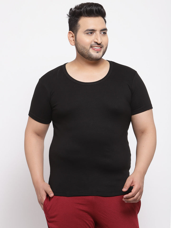 Plus Size Men Black Solid Innerwear Vest