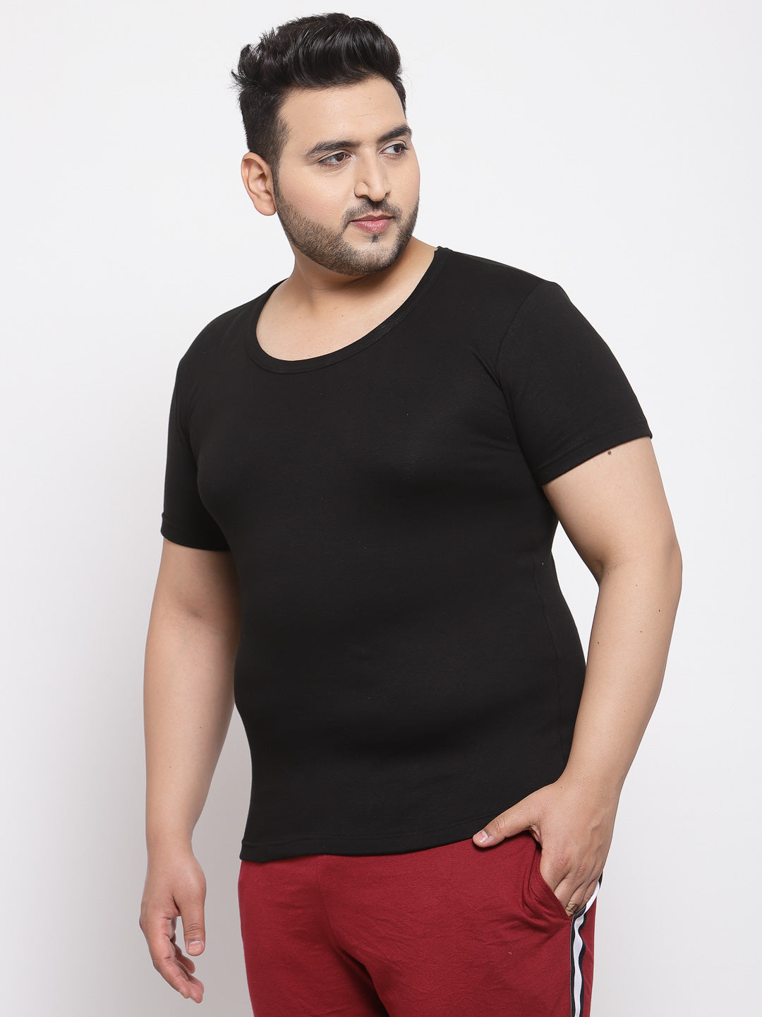 Plus Size Men Black Solid Innerwear Vest