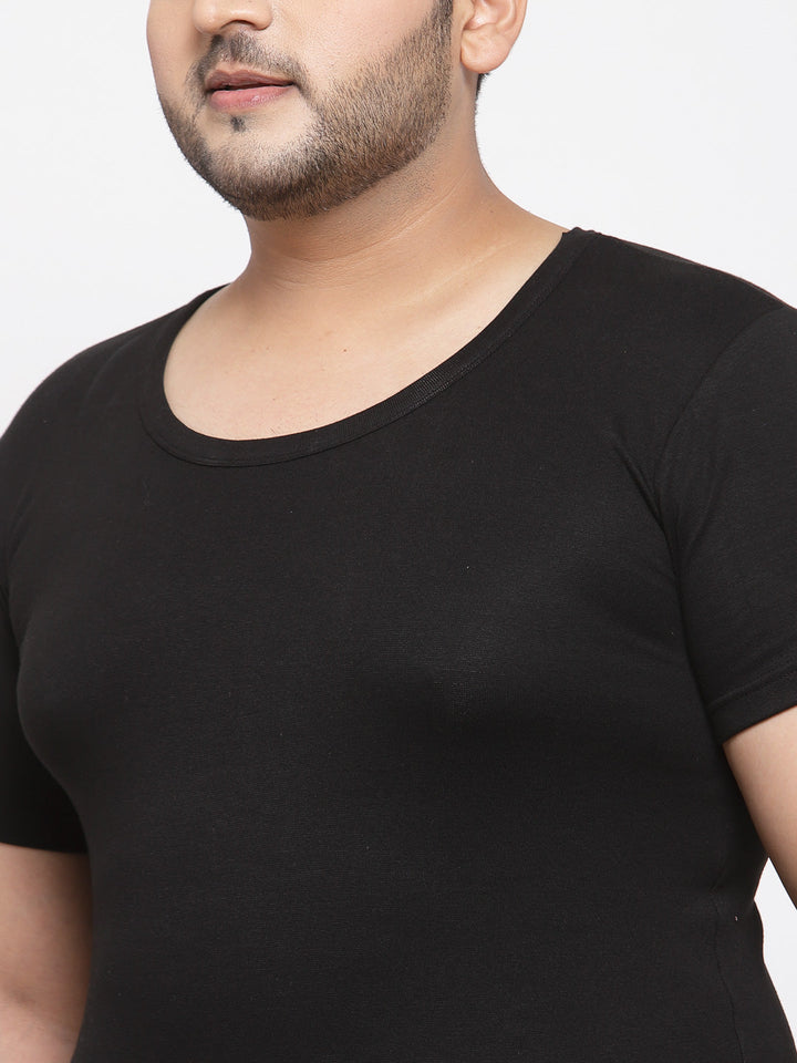 Plus Size Men Black Solid Innerwear Vest