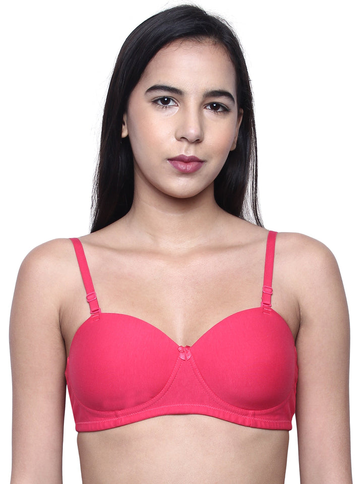 Women Lightly Padded Non Wired Tshirt Bra (Pack of 3)
