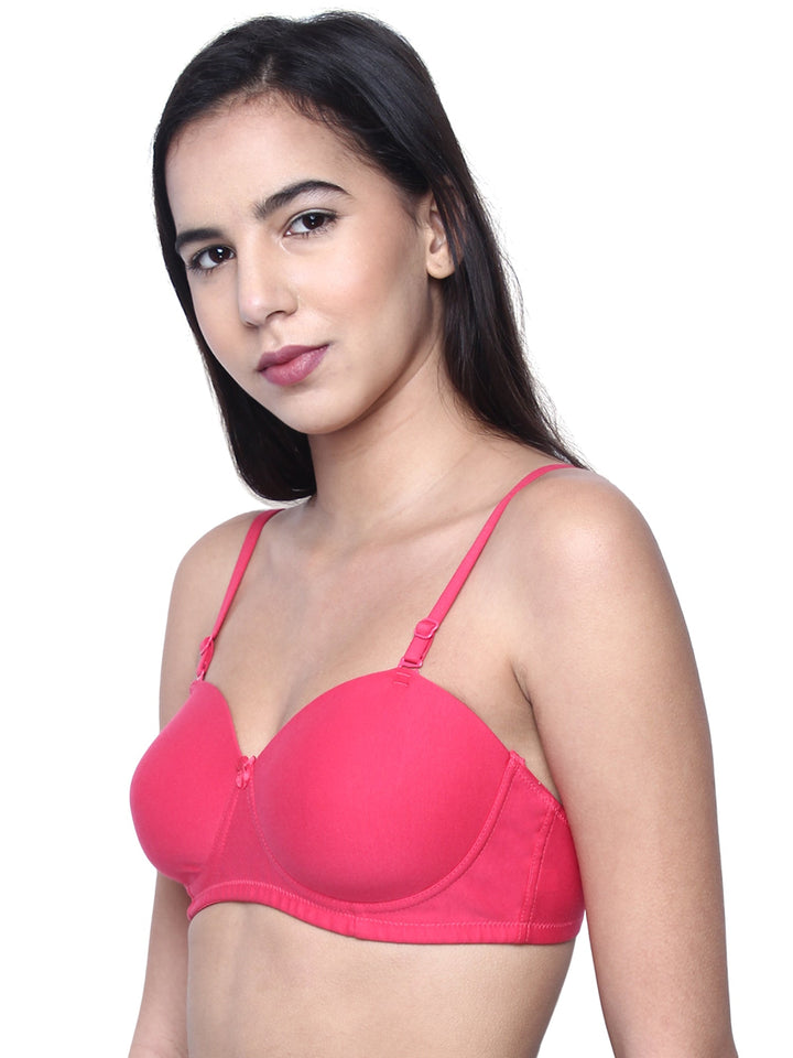 Women Lightly Padded Non Wired Tshirt Bra (Pack of 3)
