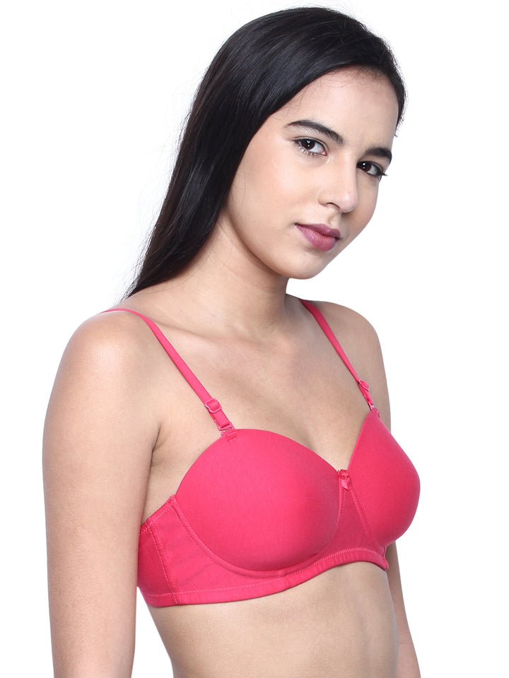 Women Lightly Padded Non Wired Tshirt Bra (Pack of 3)