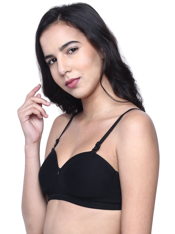 Women Lightly Padded Non Wired Tshirt Bra (Pack of 2)-ROMI