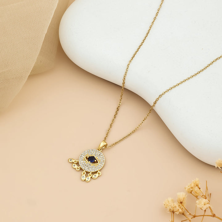 White Glittery Blue stone pendant chain