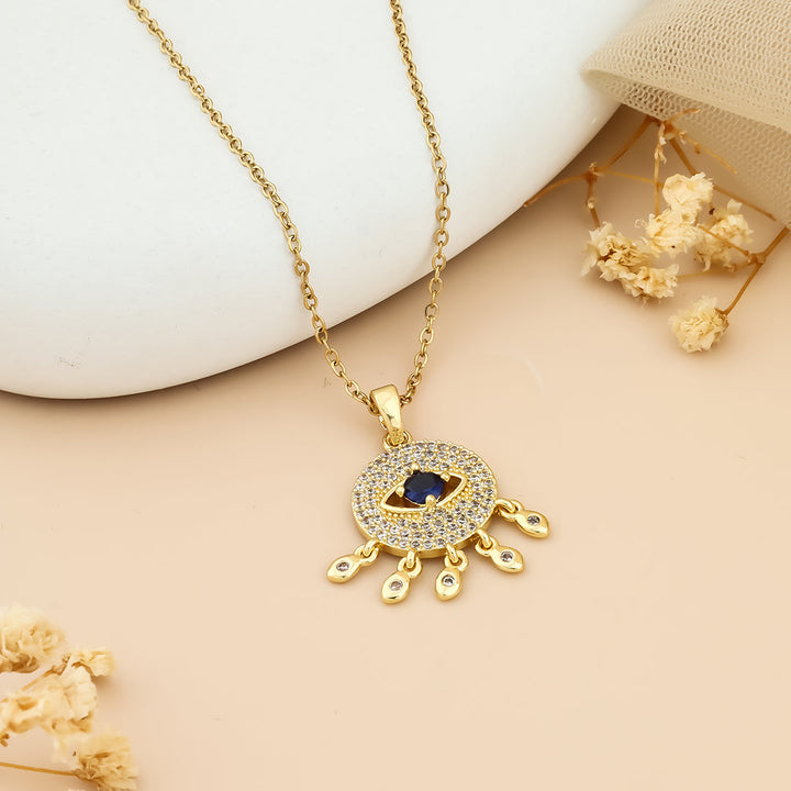 White Glittery Blue stone pendant chain