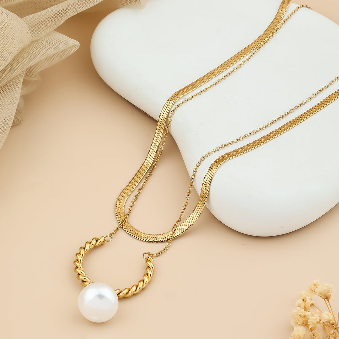 Magic Pearl locket chain with Snake chain