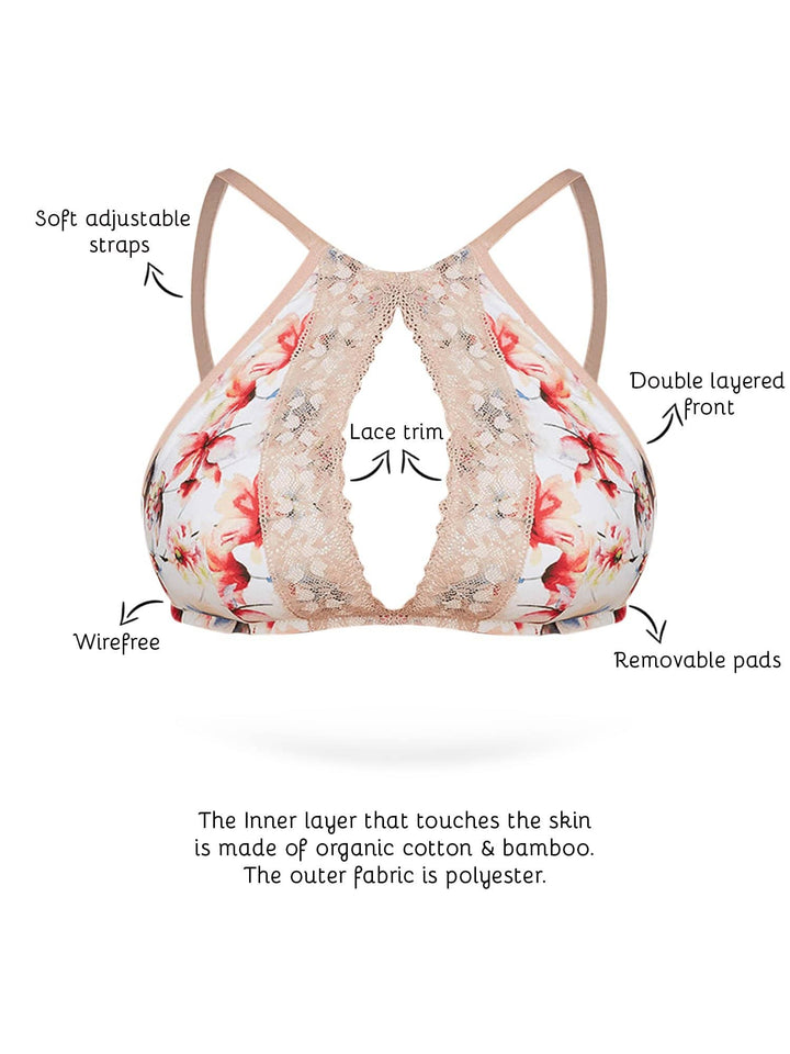 Organic Cotton  Blended Antimicrobial Lightly Padded Non-wired Bralette-ISB089-