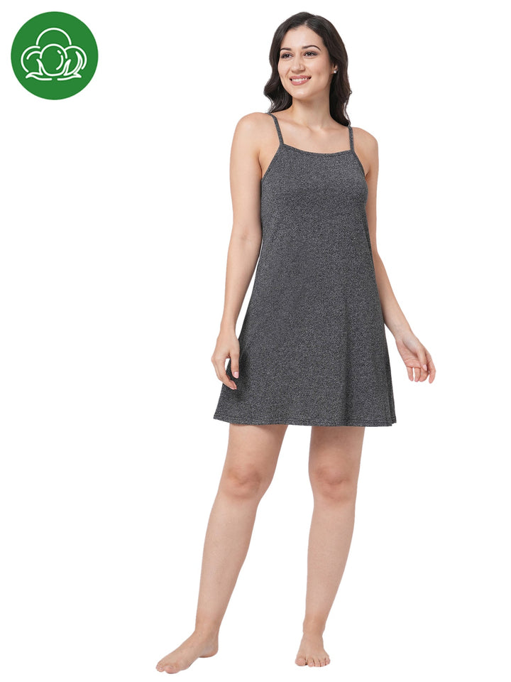 Organic Cotton Nightdress ISL063-Dark Grey melange