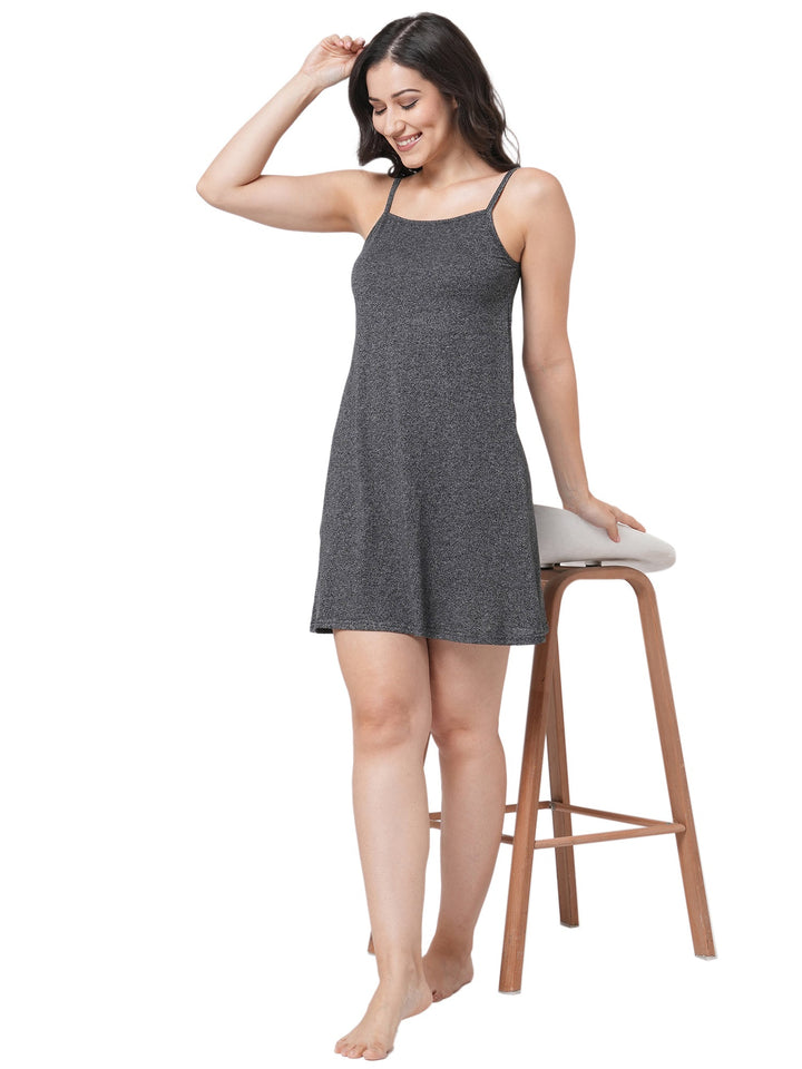 Organic Cotton Nightdress ISL063-Dark Grey melange