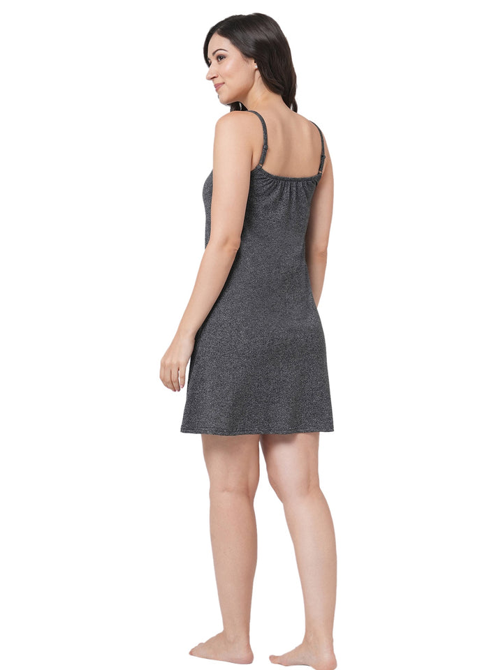 Organic Cotton Nightdress ISL063-Dark Grey melange
