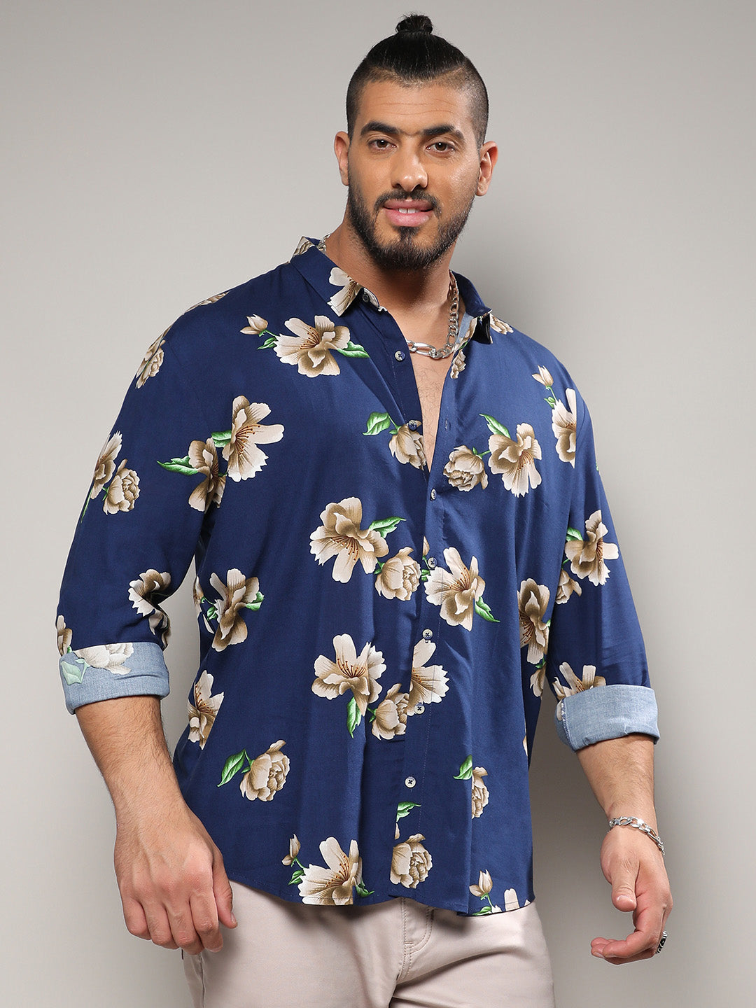 Indigo Blue Floral Print Shirt