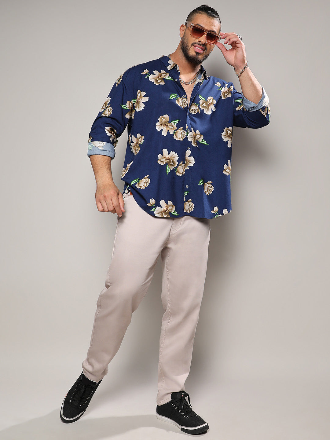 Indigo Blue Floral Print Shirt