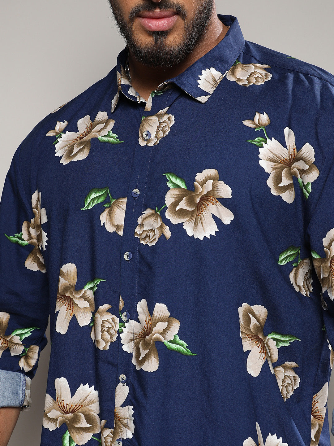 Indigo Blue Floral Print Shirt