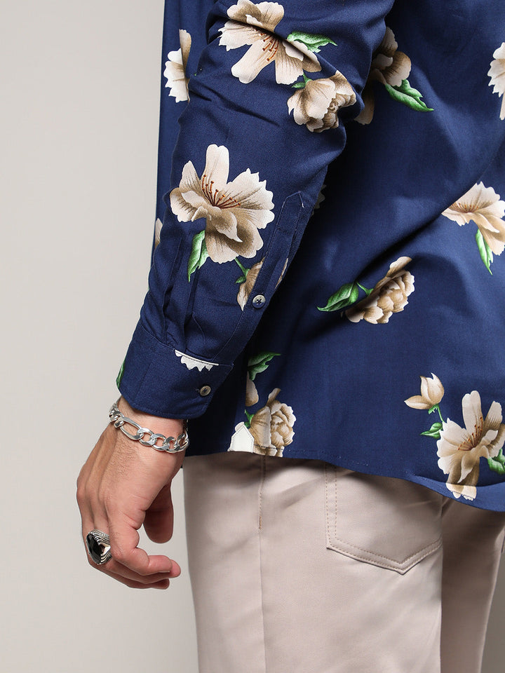 Indigo Blue Floral Print Shirt