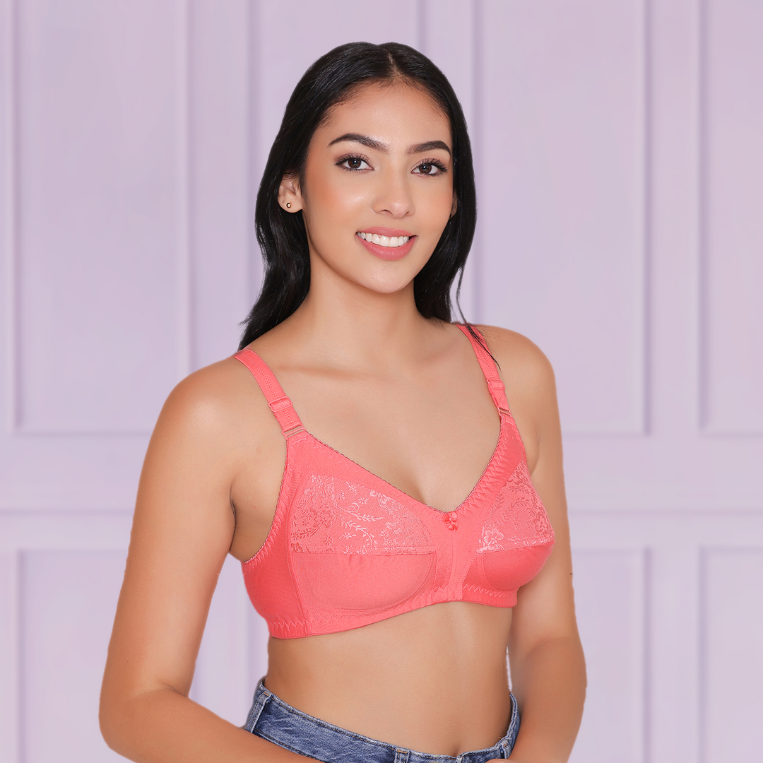 Half Net Non Padded Non Wired Full Coverage Bra-IRIS