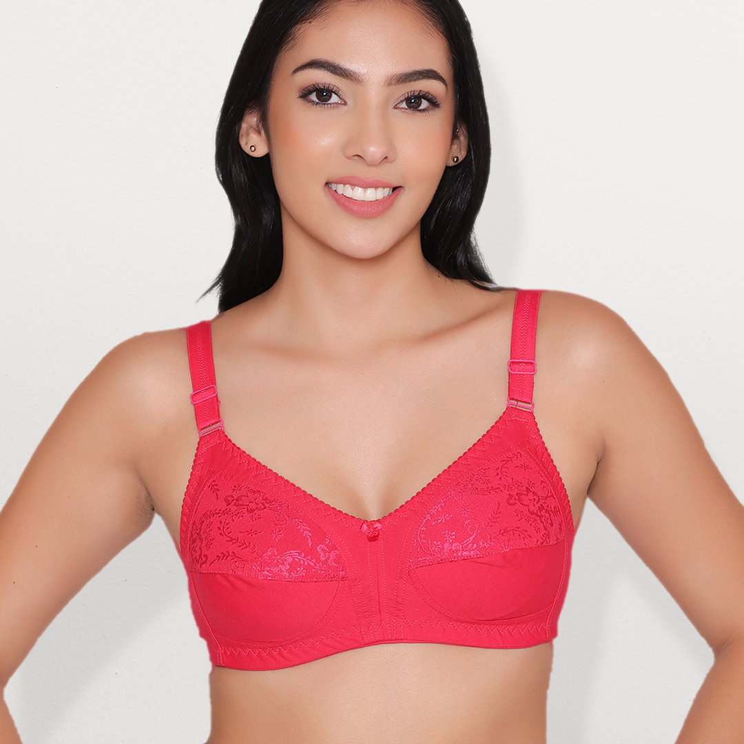 Half Net Non Padded Non Wired Full Coverage Bra-IRIS