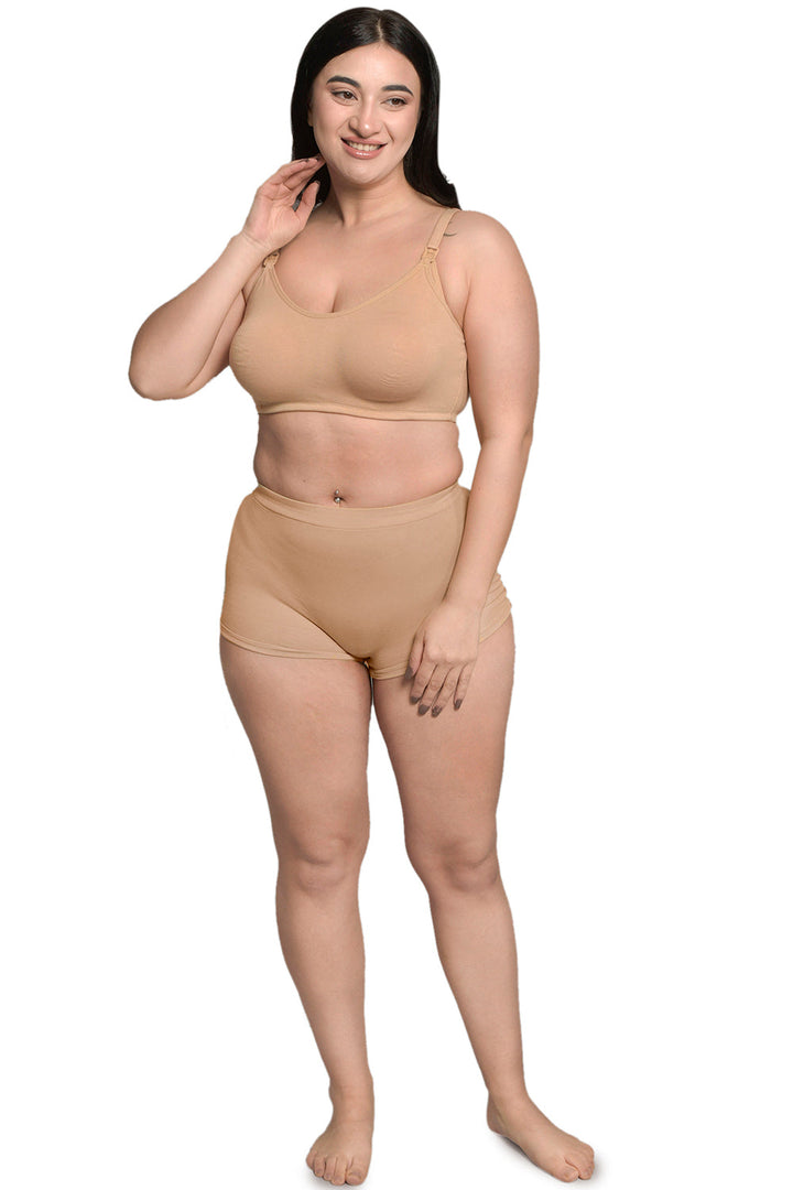Plus Size Nude Organic Cotton Bamboo Non Padded  Nursing Bra