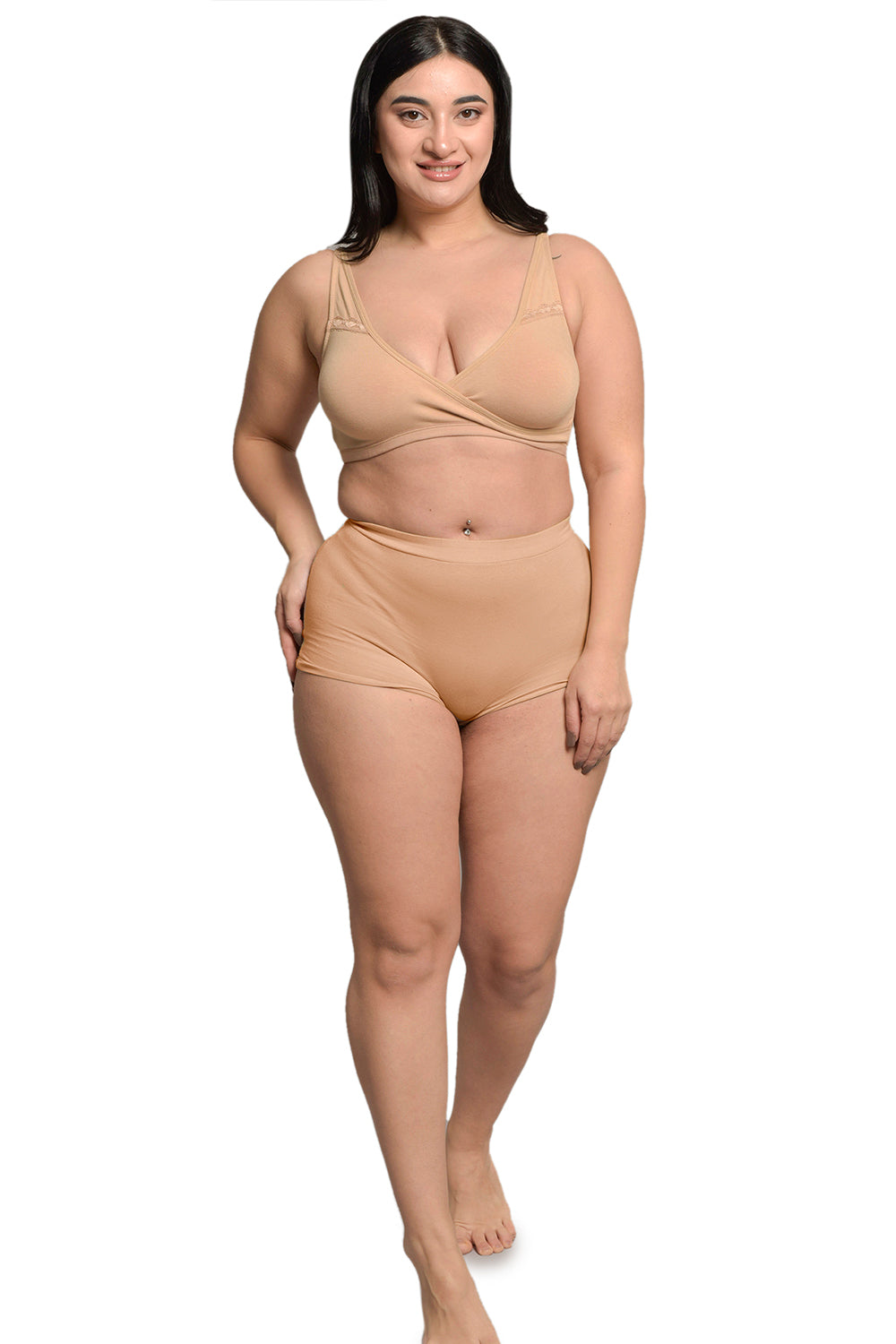 Plus Size Nude Organic Cotton Bamboo Non Padded  Sleeping Bra