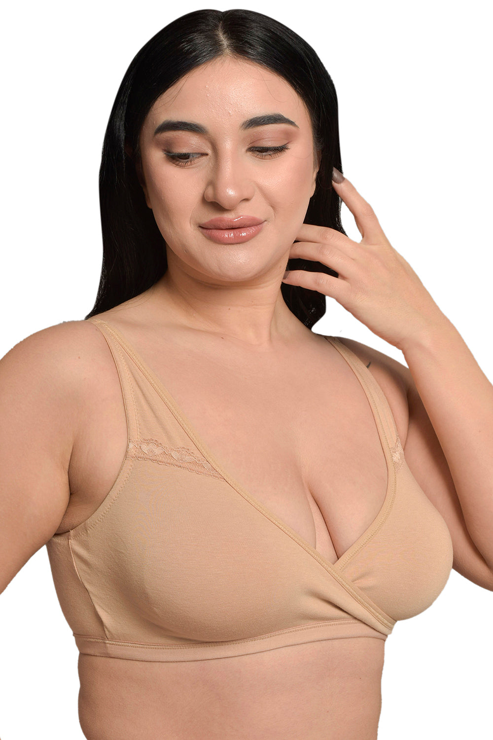 Plus Size Nude Organic Cotton Bamboo Non Padded  Sleeping Bra