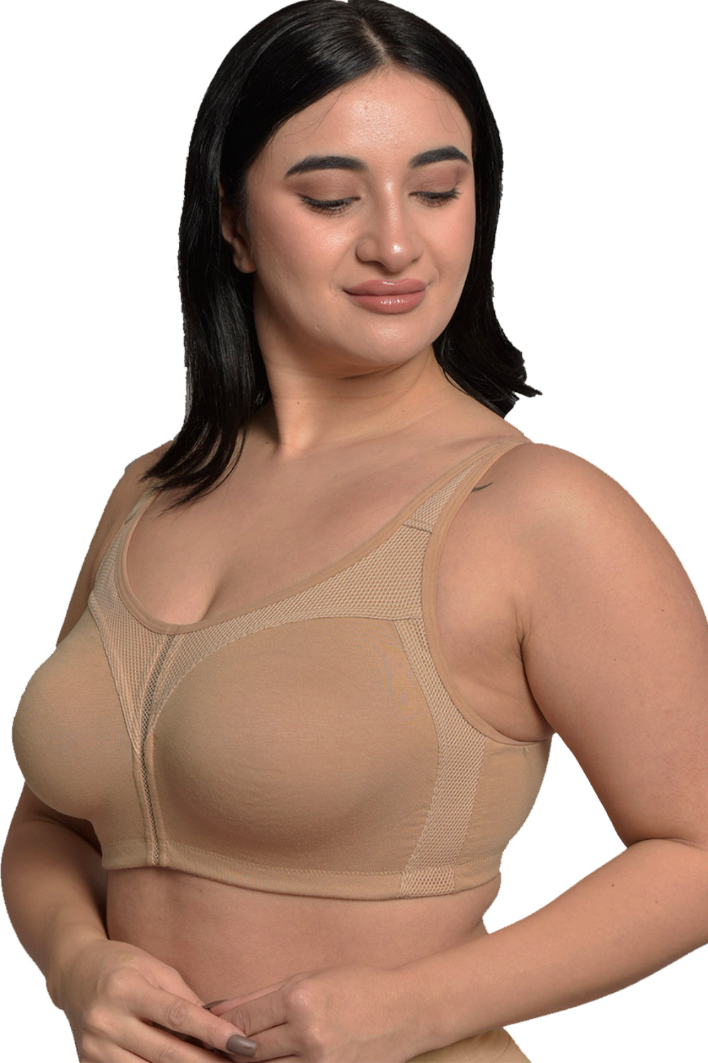 Organic Cotton Antimicrobial full coverage plus size M frame bra-ISB121-Skin