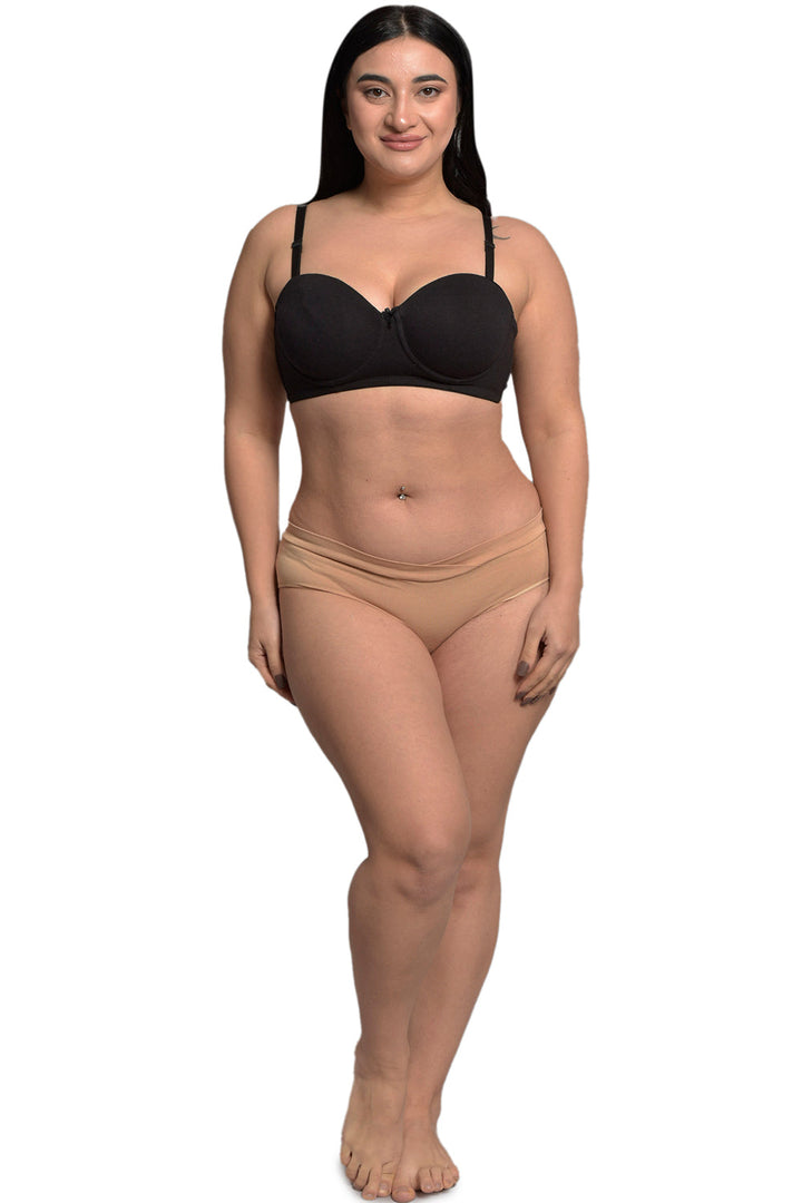 Plus Size Black Organic Cotton Bamboo Padded Strapless Bra