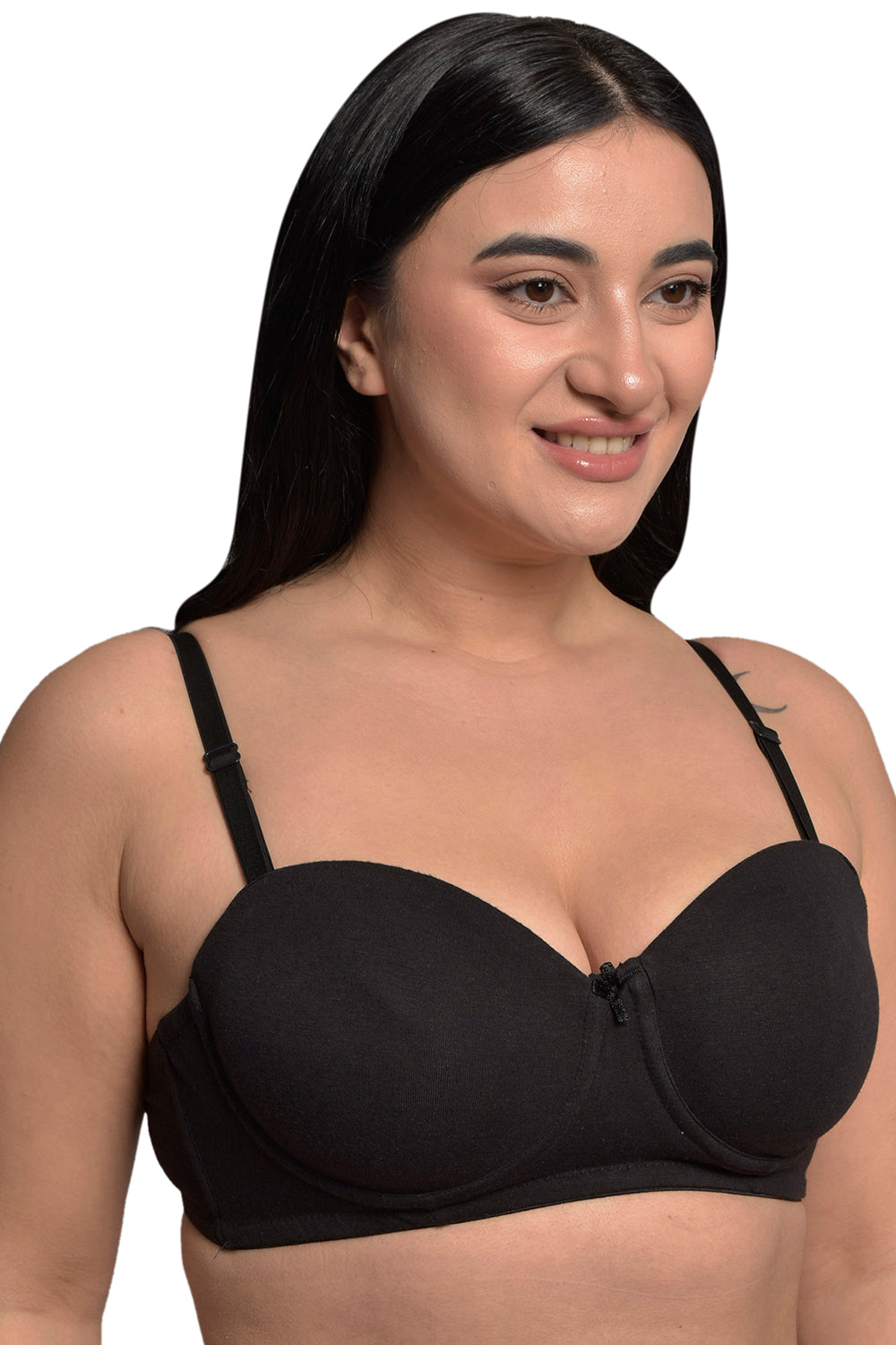 Plus Size Black Organic Cotton Bamboo Padded Strapless Bra