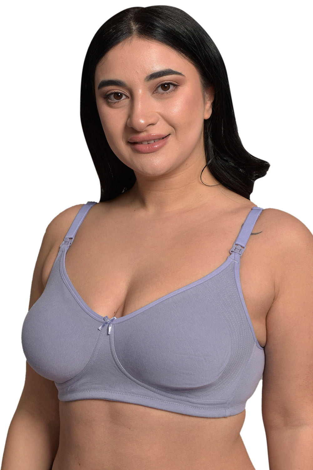Plus Size Lavender Organic Cotton Bamboo Non Padded  Feeding Bra