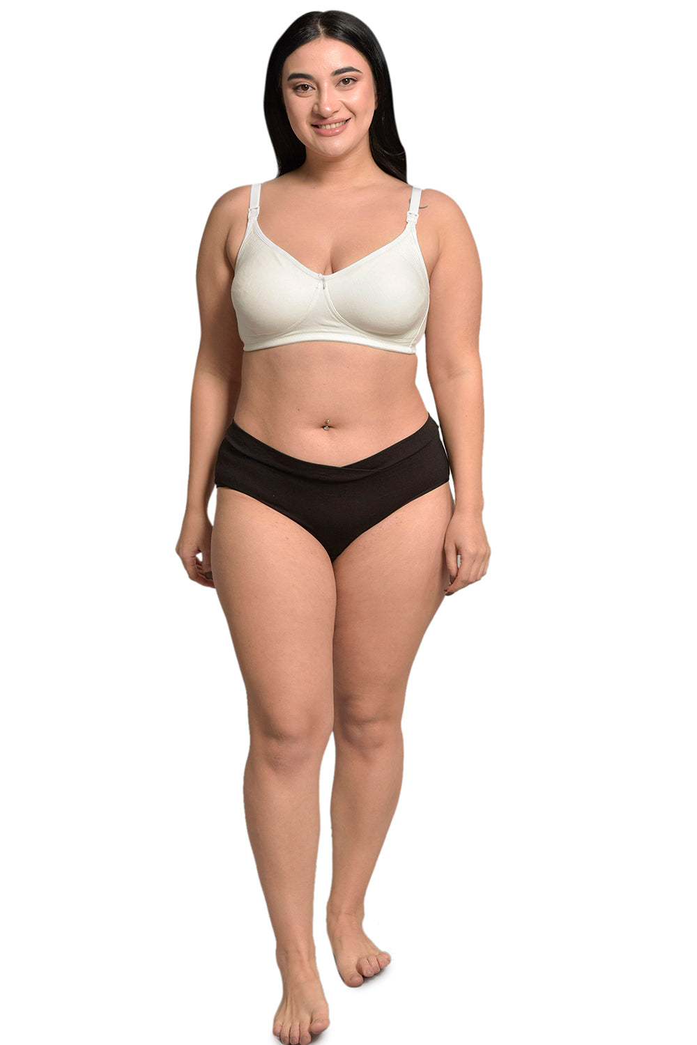 Plus Size White Organic Cotton Bamboo Non Padded  Feeding Bra