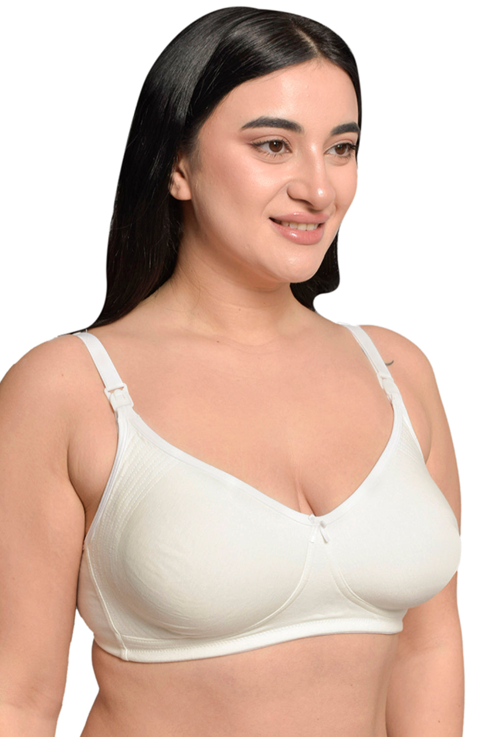 Plus Size White Organic Cotton Bamboo Non Padded  Feeding Bra