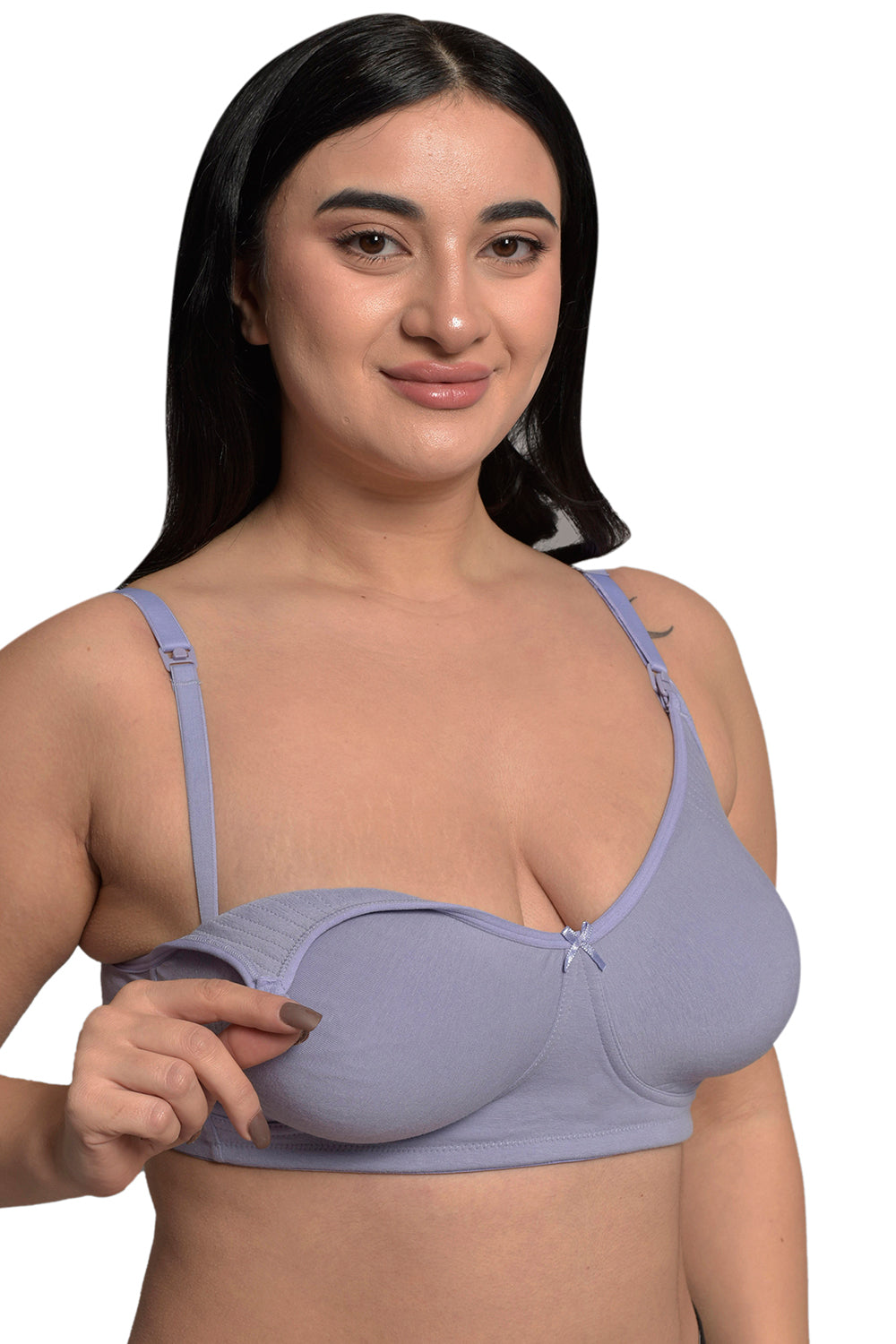 Plus Size Lavender Organic Cotton Bamboo Non Padded  Feeding Bra