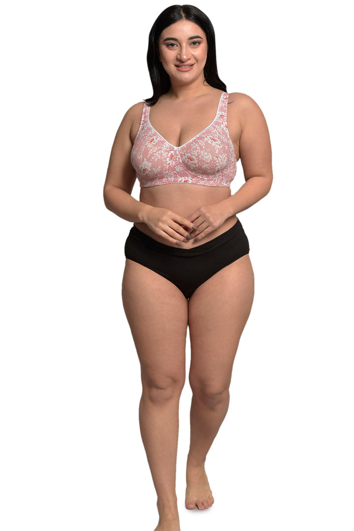 Plus Size Printed Organic Cotton Bamboo Non padded Side support bra