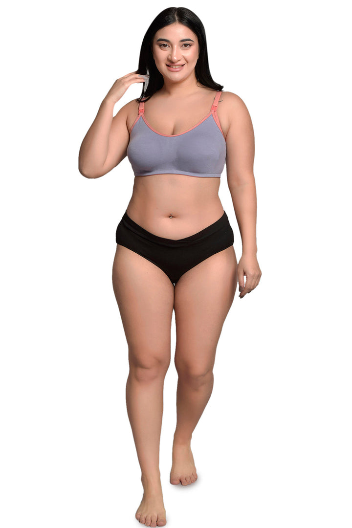 Plus Size Lavender Organic Cotton Bamboo Non Padded  Nursing Bra