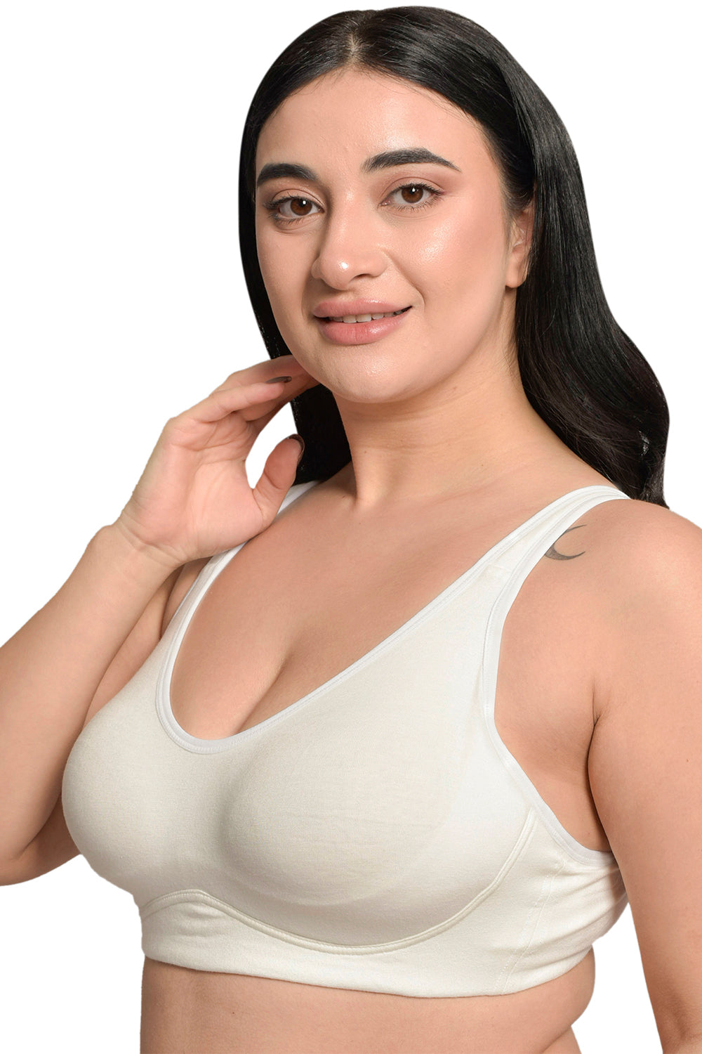 Plus Size White Organic Cotton Bamboo Non padded Minimizer Bra