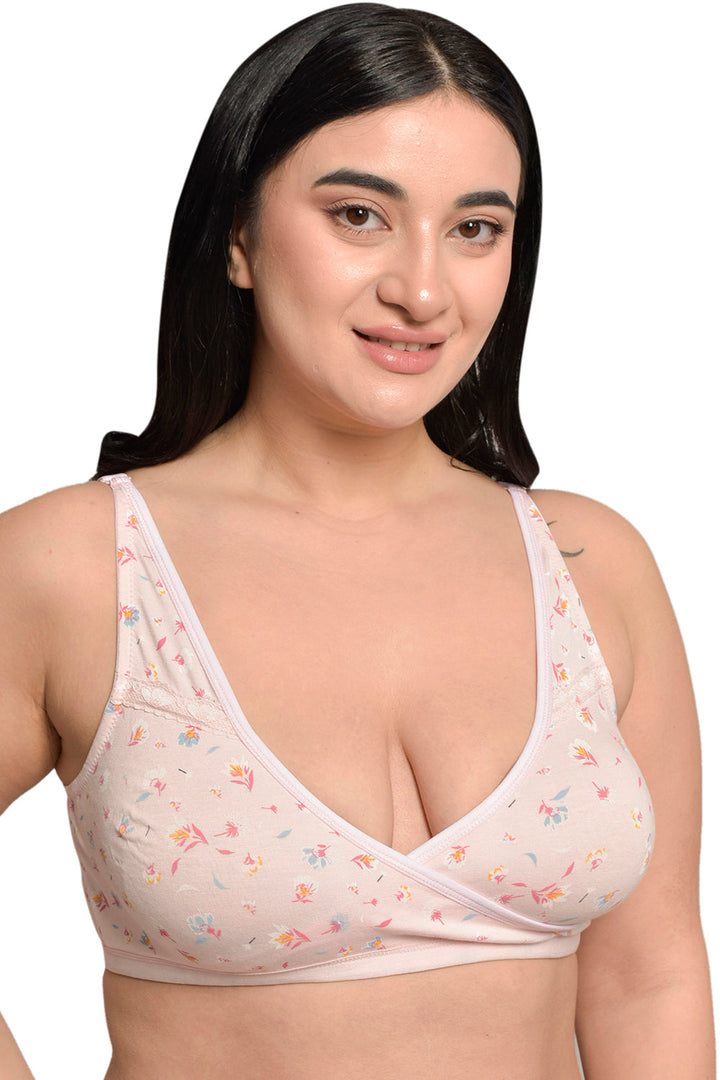Plus Size Pink Organic Cotton Bamboo Non Padded  Sleeping Bra