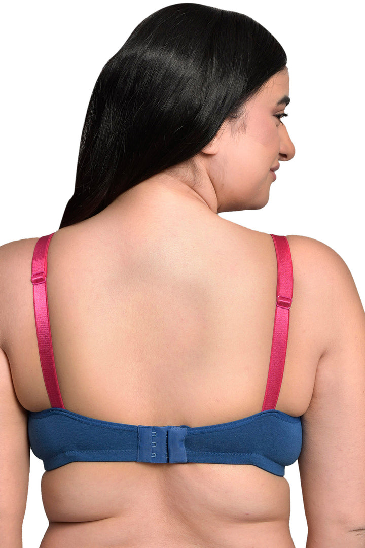 Plus Size Royal Blue Organic Cotton Bamboo Non Padded Laced Nursing Bra