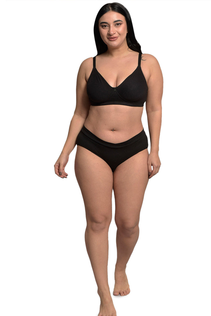 Plus Size Black Organic Cotton Bamboo Non padded Everyday Bra