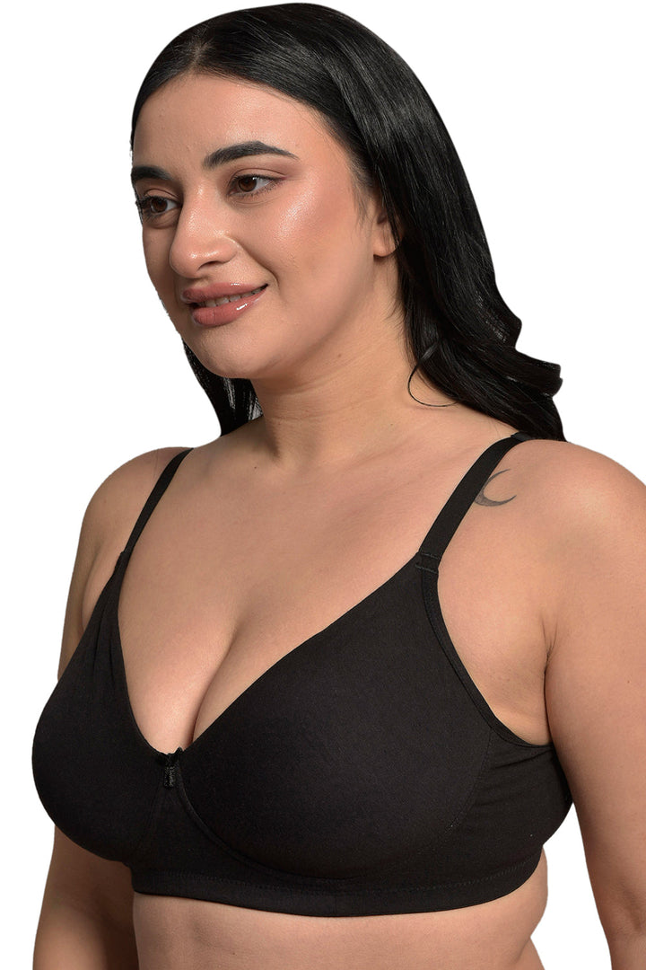 Plus Size Black Organic Cotton Bamboo Non padded Everyday Bra