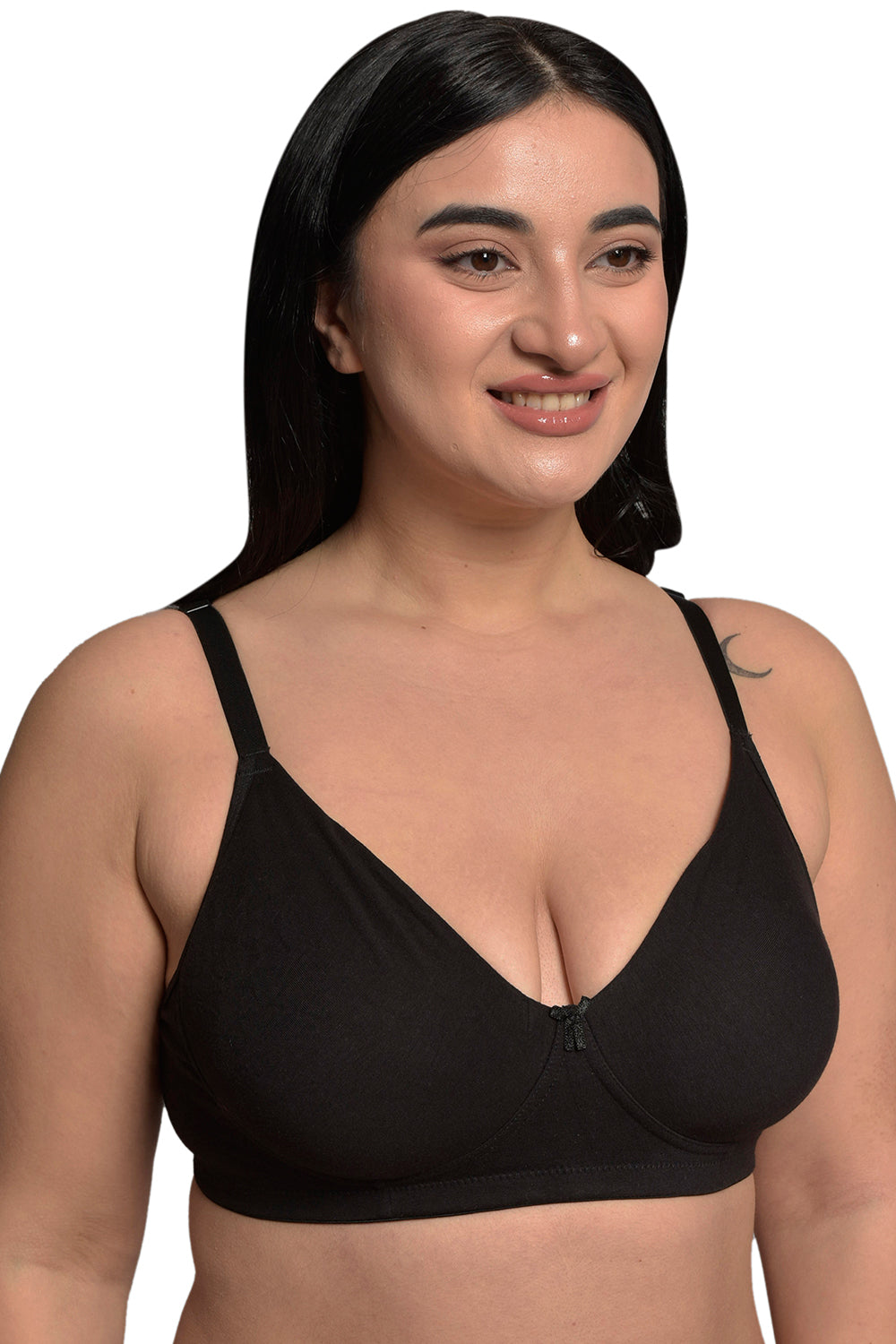 Plus Size Black Organic Cotton Bamboo Non padded Everyday Bra