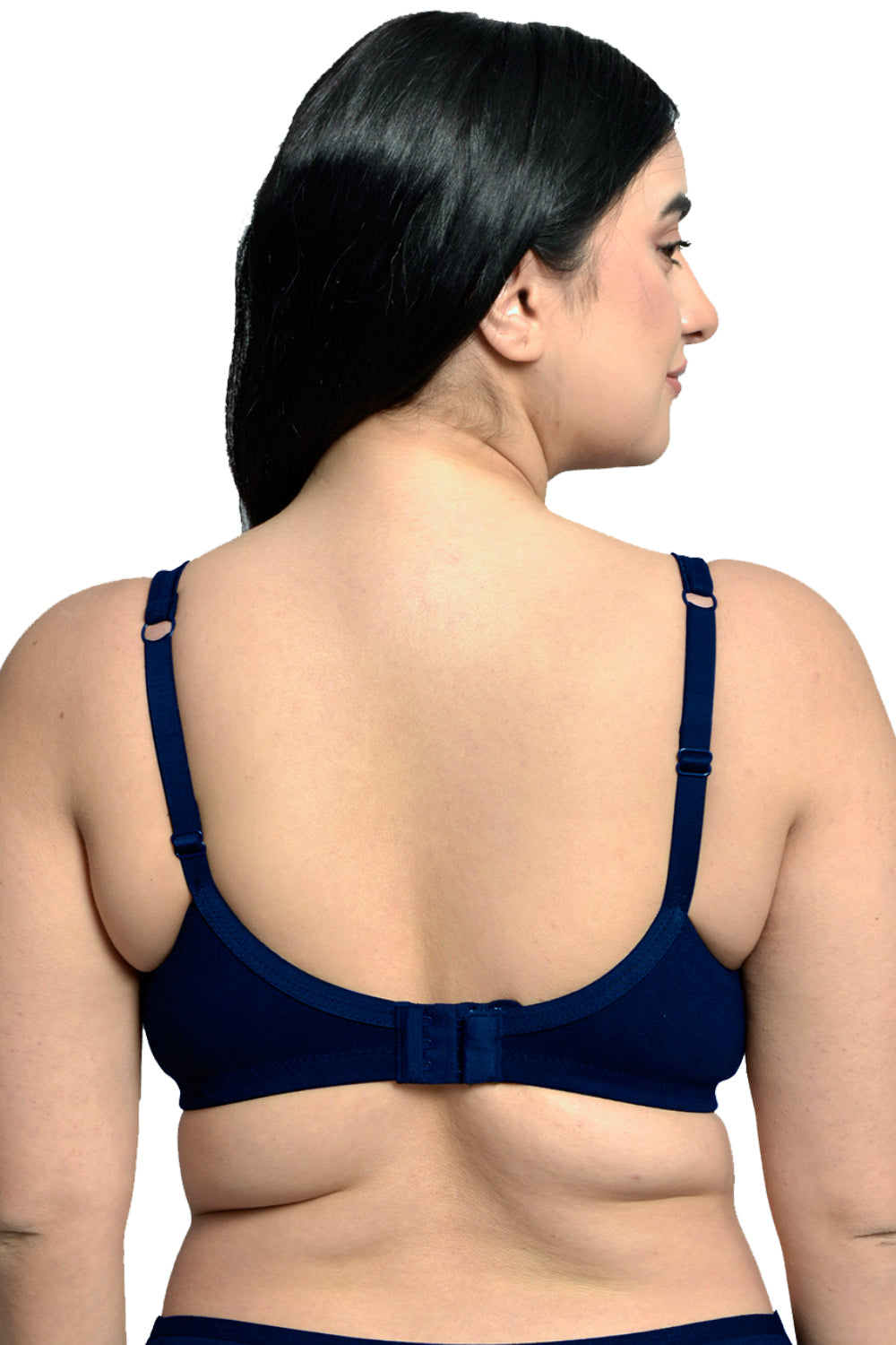 Plus Size Navy Blue Organic Cotton Bamboo Non padded Side support bra PISB057-NavyBlue