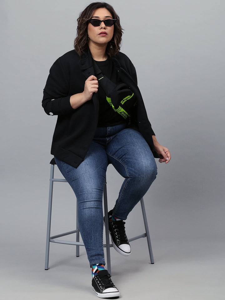 PLUS SIZE WOMEN SOLID STYLISH CASUAL JACKET