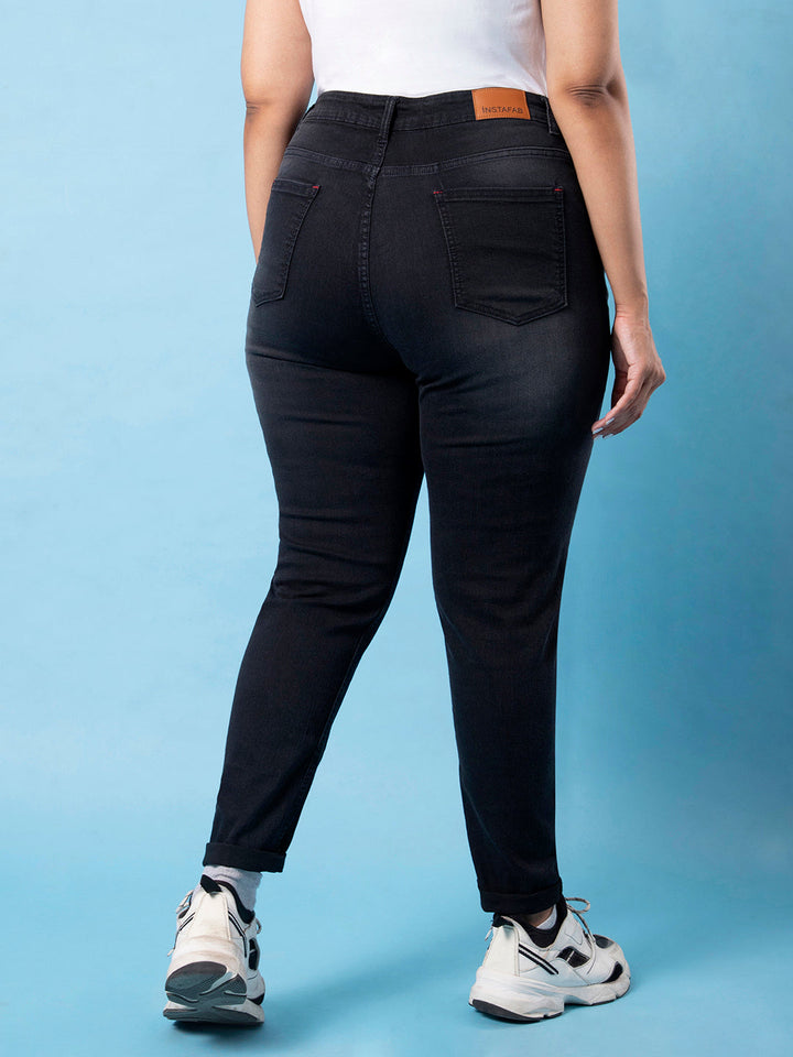 Stylish Solid Casual Black Jeans