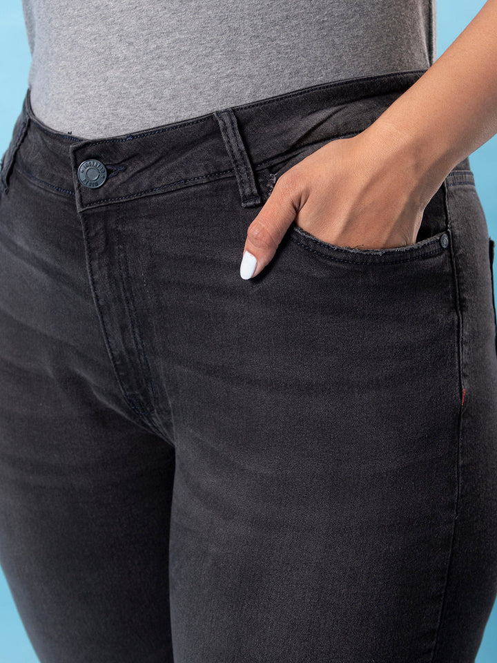 Stylish Torn Casual Black Jeans